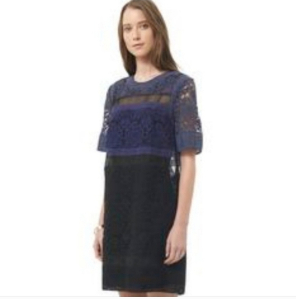 Rebecca Taylor Black Lace Sheath Dress Cocktail Midi Size Small Or XS Size 2